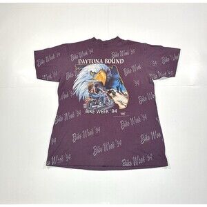 Vintage 3D Emblem Harley Davidson Daytona Bound AOP Biker T-Shirt Large 1994 USA
